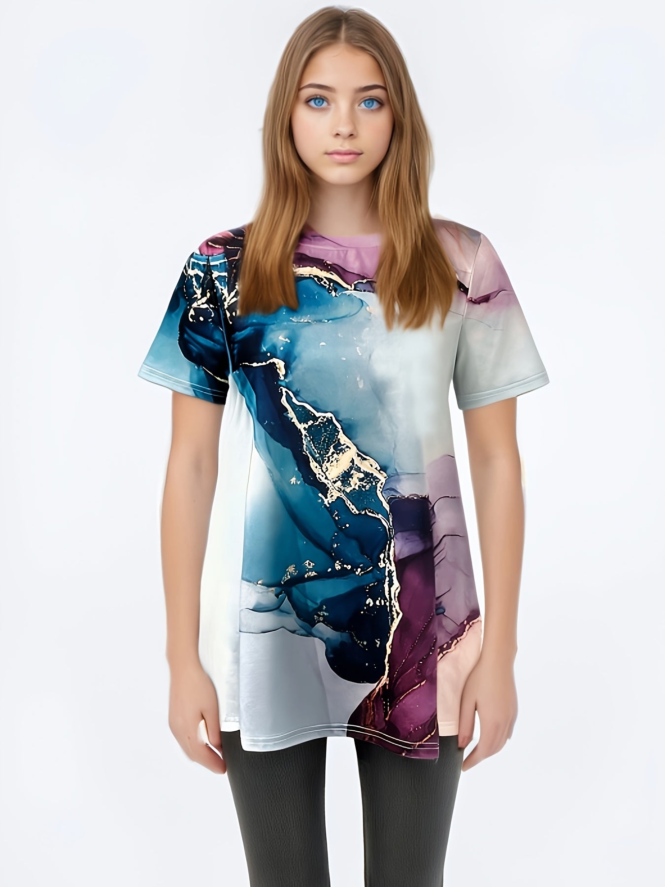 Women's Casual Short Sleeve T-Shirt with Artistic Floral Print Relaxed Fit Machine Washable Versatile Spring Summer Fall Top Durable Print Shirt