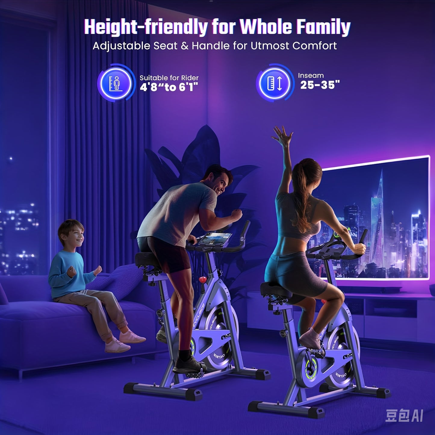 Adjustable Spin Bike - Quiet Smooth Operation for Full Body Workout