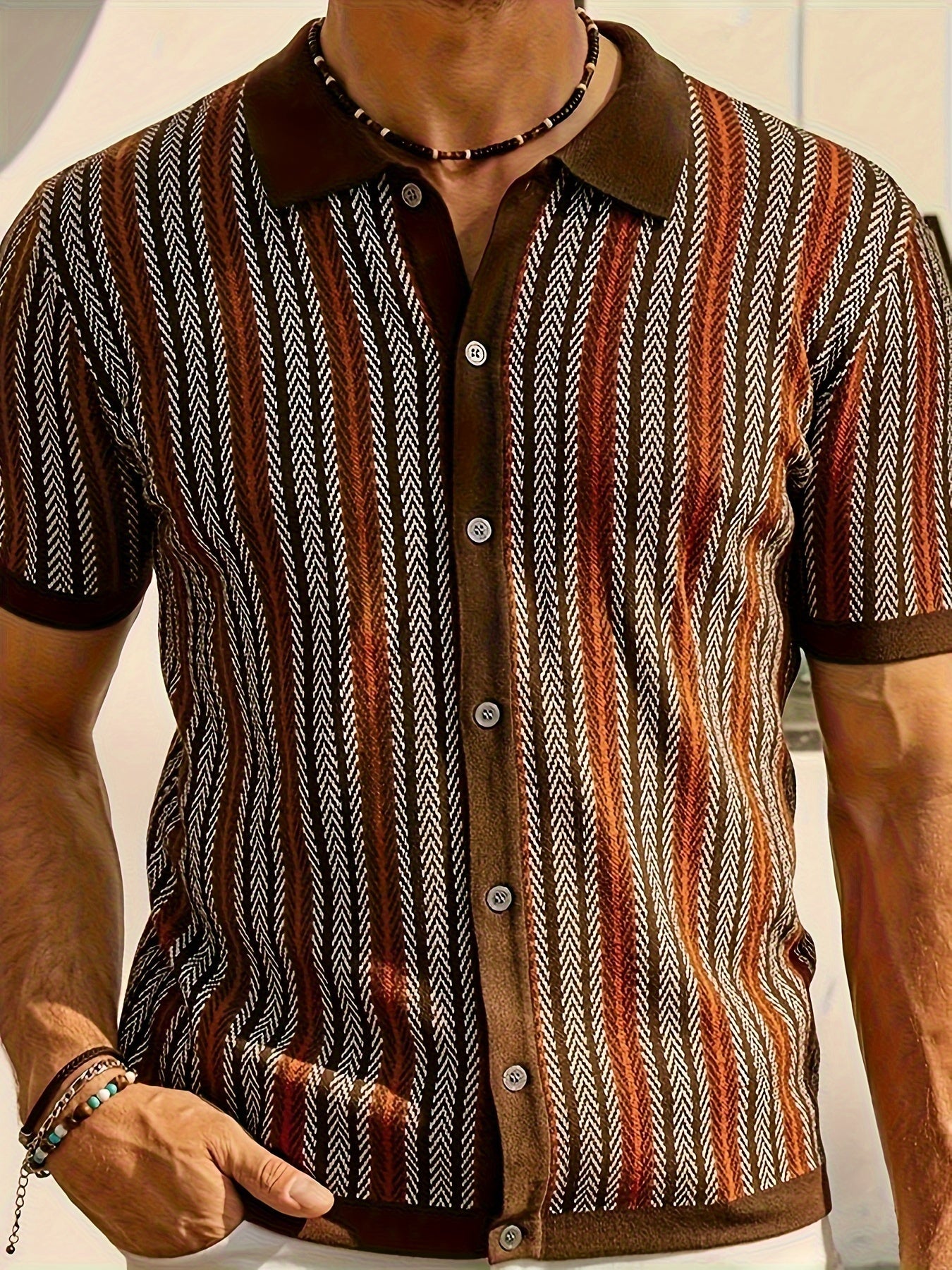 European And American Thick Men's Casual Short Sleeved Cardigan