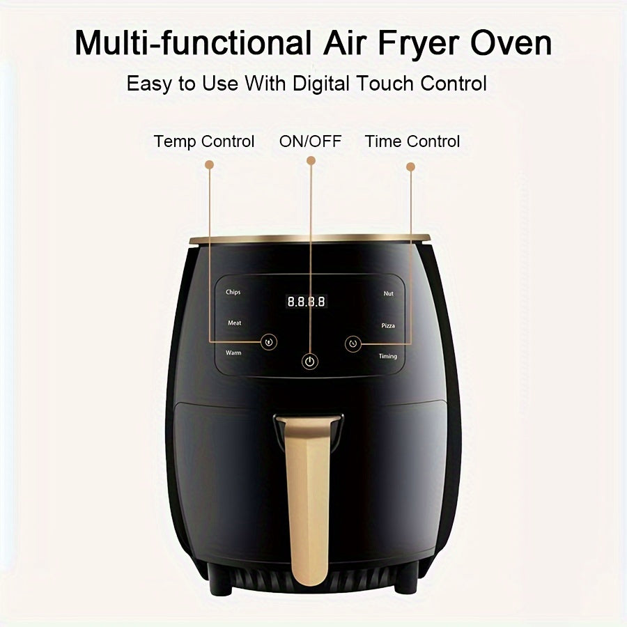 Extra-Large 1.19gal Air Fryer with 800W Power, 360° Hot Air Circulation - Smart LED Touchscreen, Multi-Function Deep Fryer for Healthy Cooking