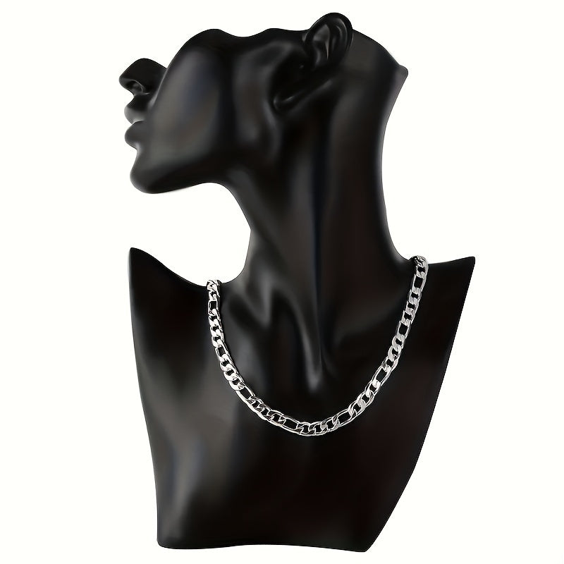 925 Pure Silvery Figaro Chain Necklace - Nickel and Lead Free, Suitable for Daily Wear and Special Occasions