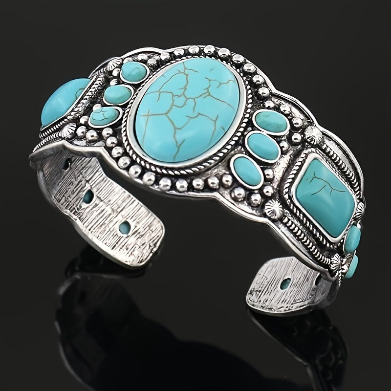 Faux Turquoise Retro Bracelet Opening Bracelet Designs Handcrafted
