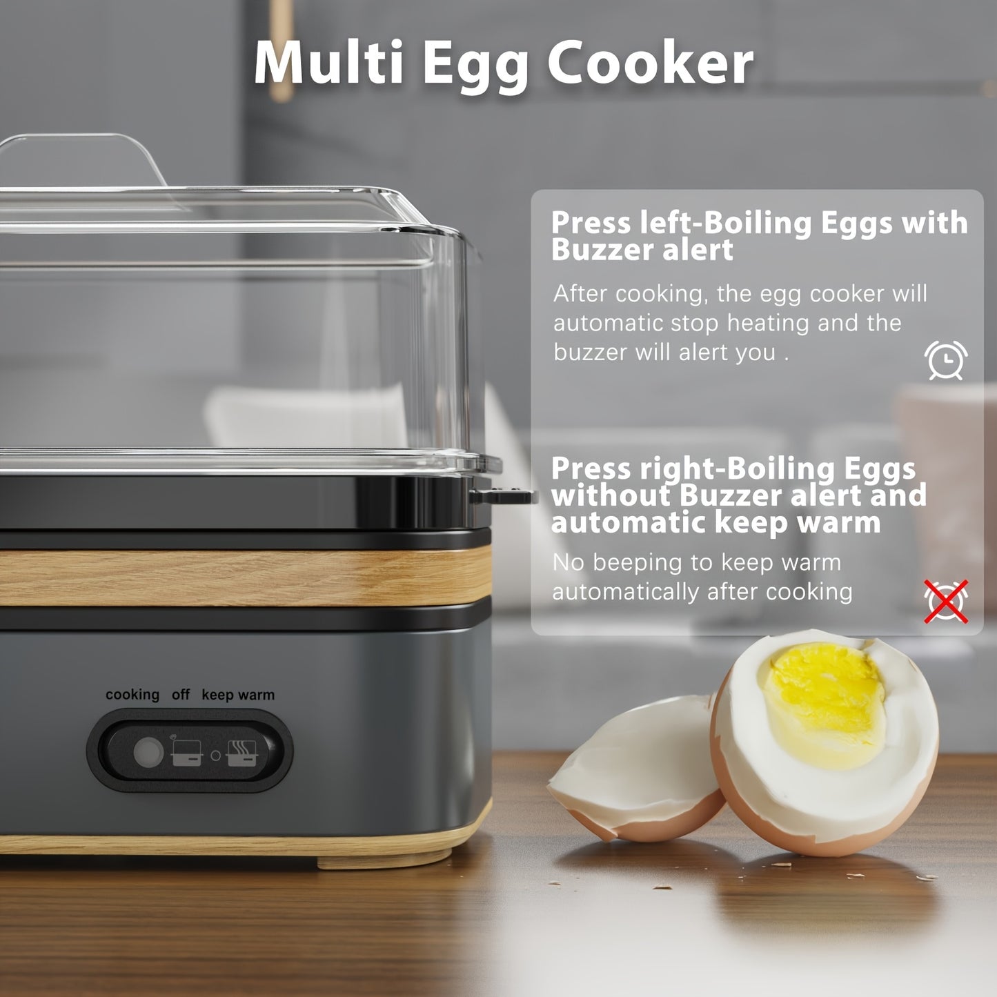 Evoloop Rapid Egg Cooker For Hard Boiled Eggs, Poached Eggs, Scrambled Eggs, Or Omelets With Auto Shut Off