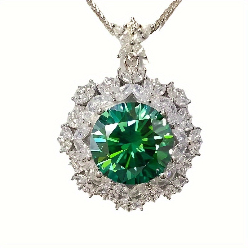 1pc S925 Silver With 18K Gold Plated Inlaid 5cts-10cts Moissanite Necklace