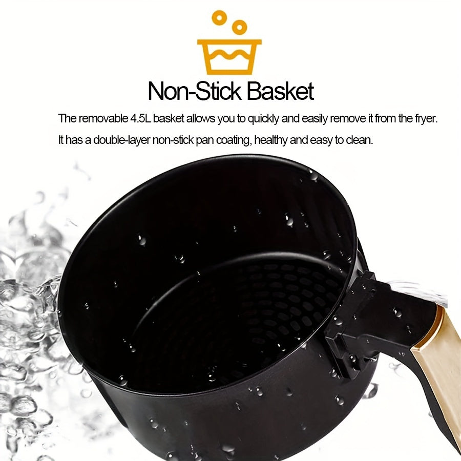 Extra-Large 1.19gal Air Fryer with 800W Power, 360° Hot Air Circulation - Smart LED Touchscreen, Multi-Function Deep Fryer for Healthy Cooking