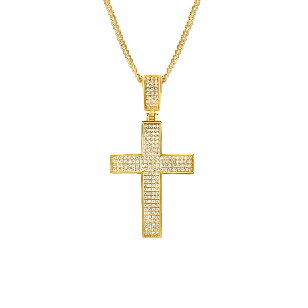 925 Silvery Moissanite Necklace Cross Design Gift Box