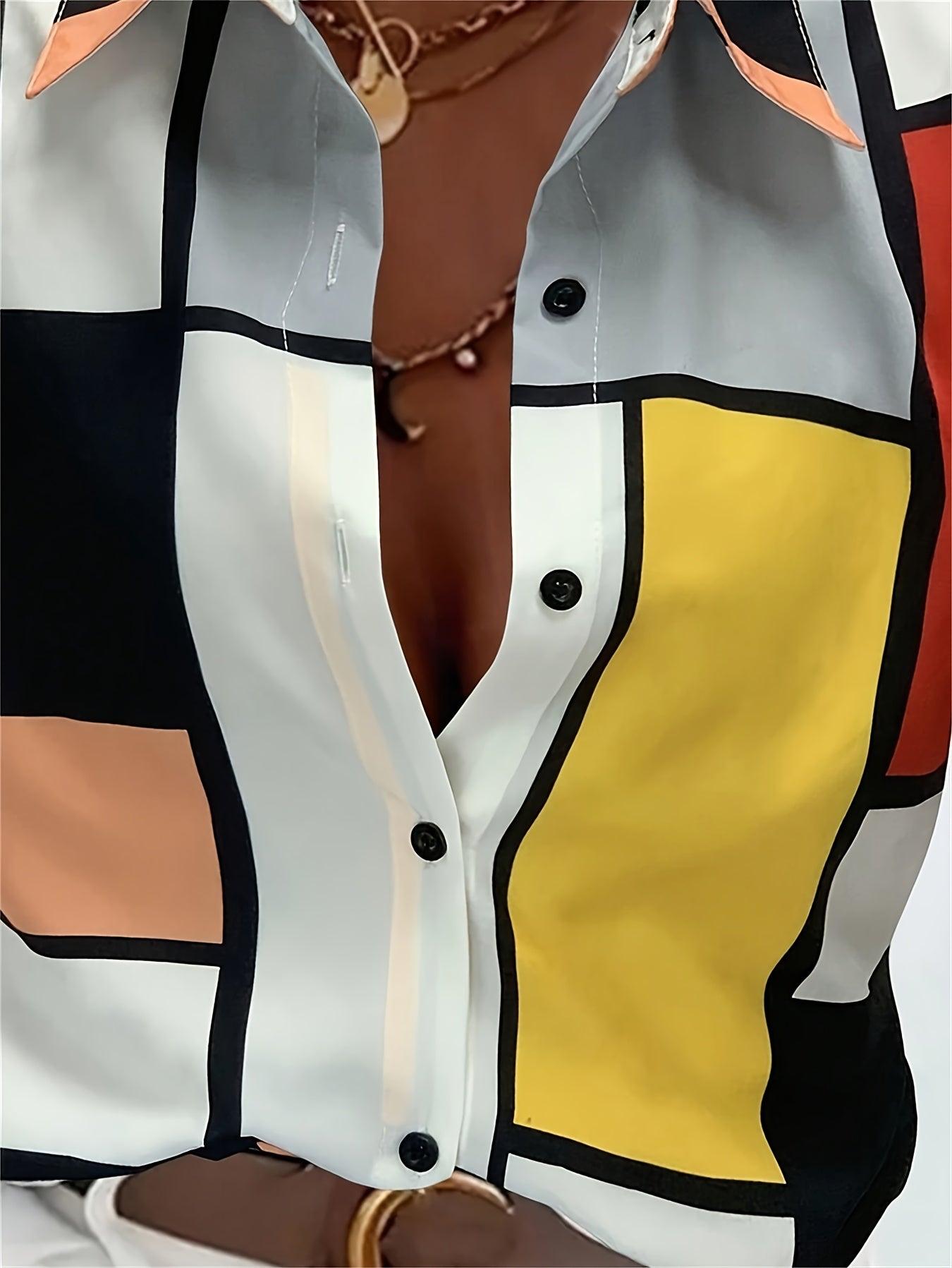 SCACTO Women's Plaid Button Long Sleeve Lapel Shirt Top