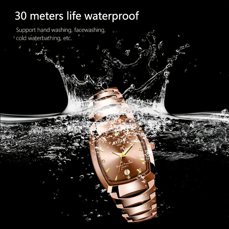 Elegant Golden Quartz Men's Watch Durable Zinc Alloy Water-Resistant