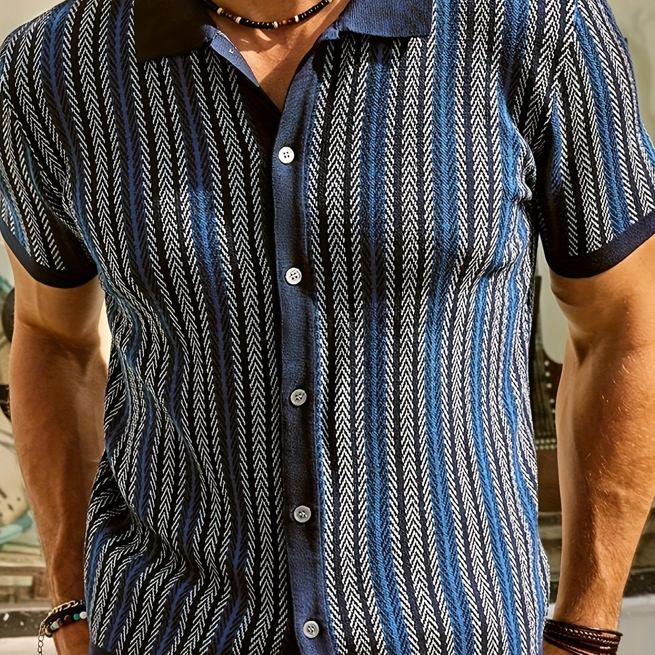 European And American Thick Men's Casual Short Sleeved Cardigan