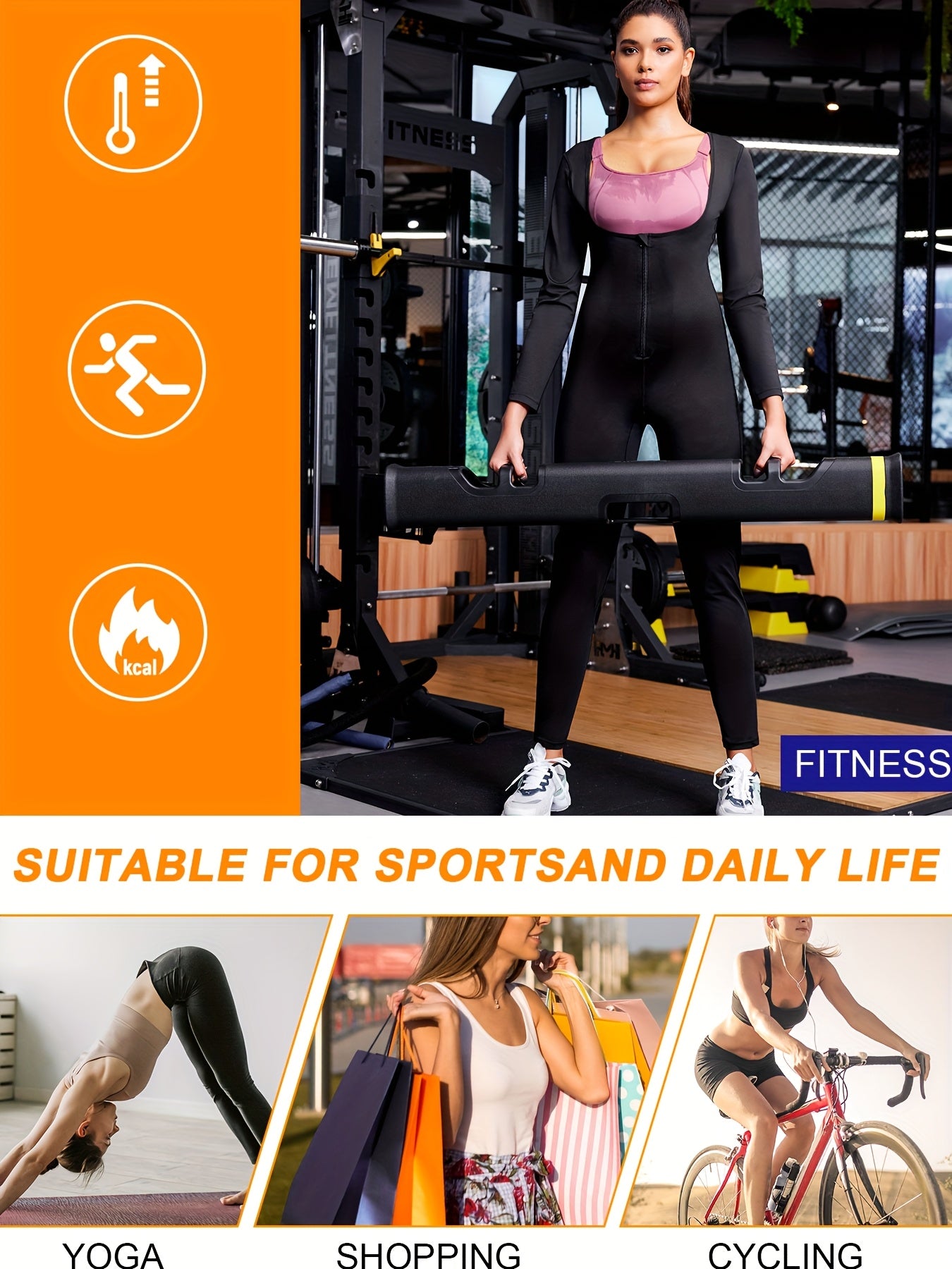 Junlan Full Body Sauna Suit Sweat Jumpsuit Waist Trainers for Women Workout Sweat Suit