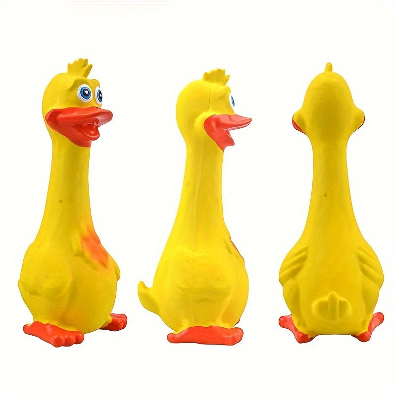 3Pcs Squeaky Chicken Dog Toys Durable Rubber Duck Chew Toys With Screaming Sound Bite Resistant Teeth Grinding Interactive Pet Play For All Breeds