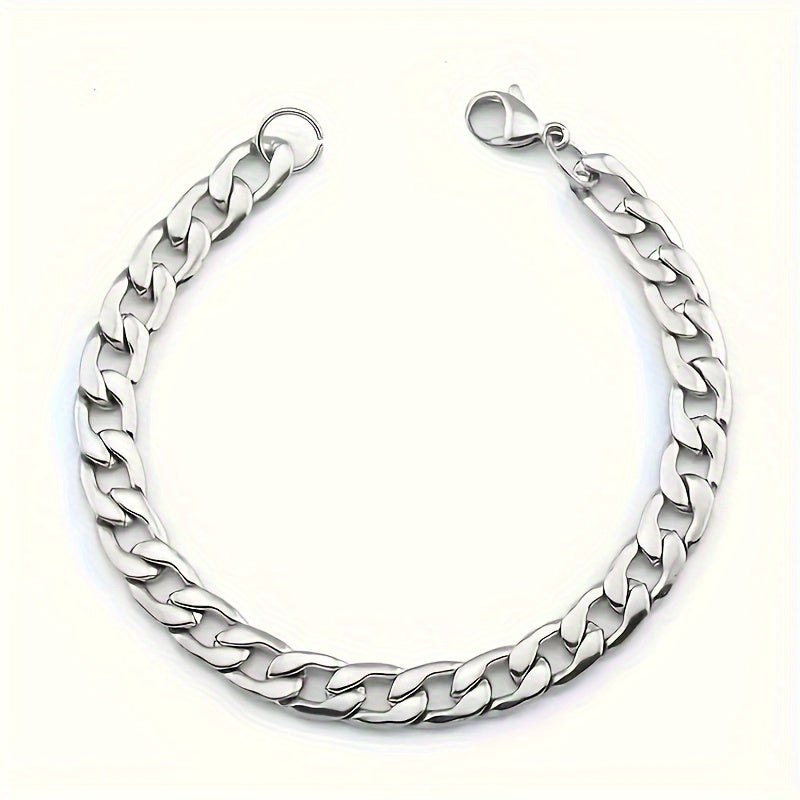 2pcs Stainless Steel Jewelry Set - Sleek Rock Chain Necklace