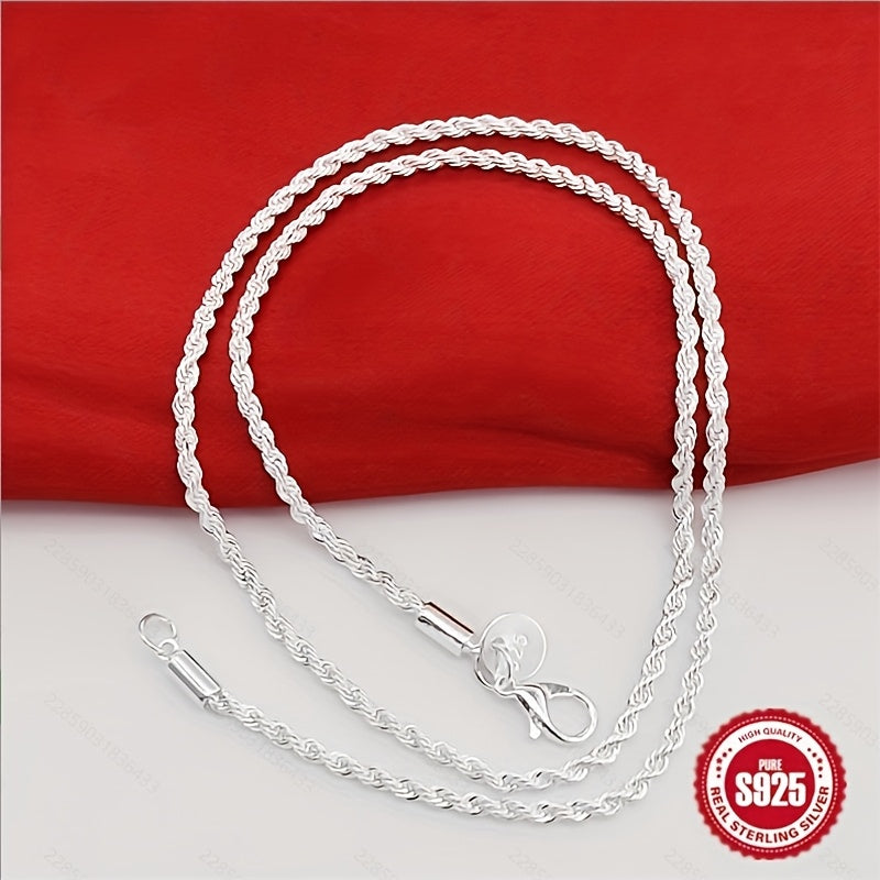 Elegant 0.75mm Twisted Rope Necklace Sterling Silver