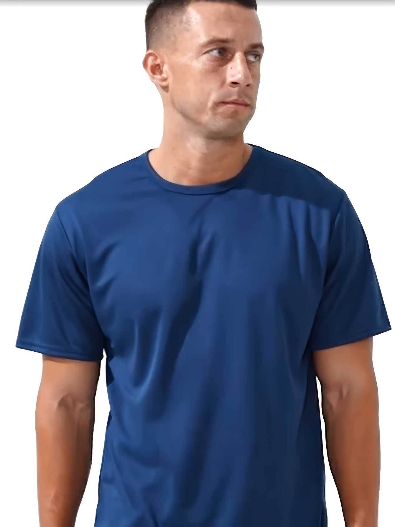 5pcs Men's Quick-Dry Breathable T-Shirts - Solid Color, Crew Neck, Short Sleeve, Lightweight Summer Sports Tops for Fitness & Training, Machine Washable, Polyester, Casual Wear|Versatile Tshirts|Smooth Texture