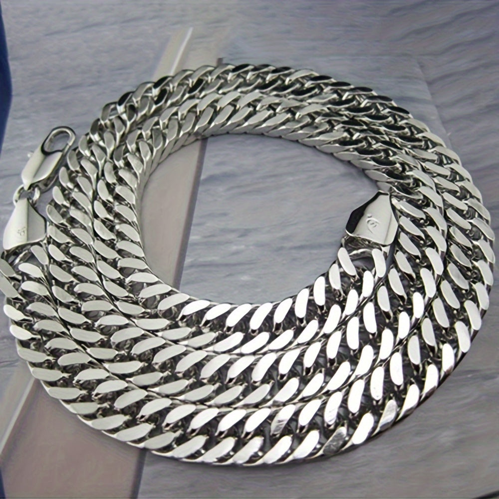 60cm Long Thick White Gold Plated Mens Necklace Heavy Chain