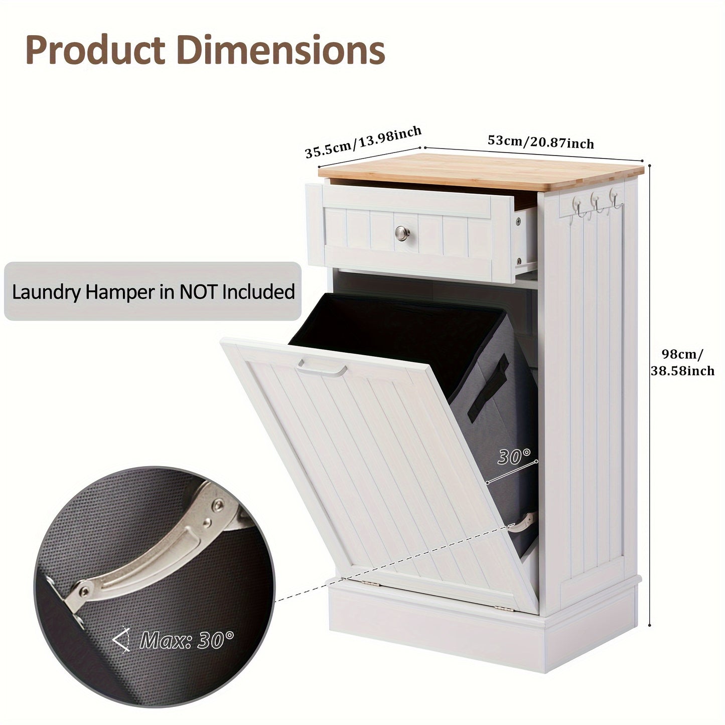 13 Gallon White Wooden Cabinet with Tilt-Out Design