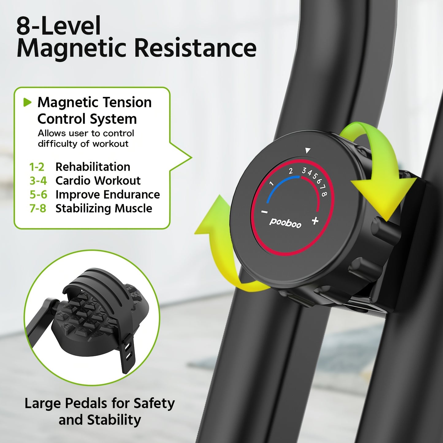 Foldable Indoor Exercise Bike with Twister Disk and Arm Resistance Bands