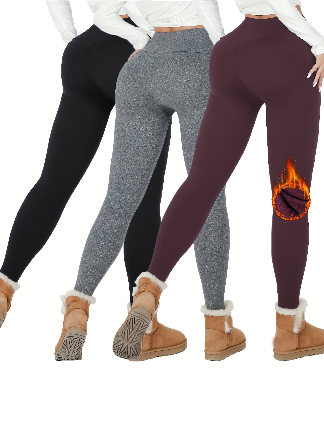 3 Pack Super Soft Plush Lined Thermal Leggings for Women, Workout Yoga Running Warm Pants
