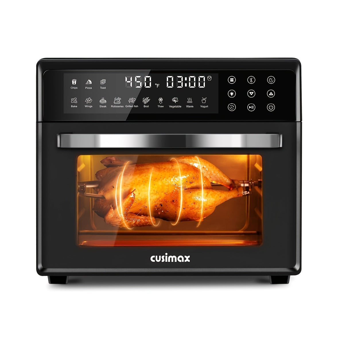 24QT Air Fryer Oven by Cusimax, 10-in-1 Function Selection with One Click, Equipped with Rotisserie Setting, Free Control of Time and Temperature