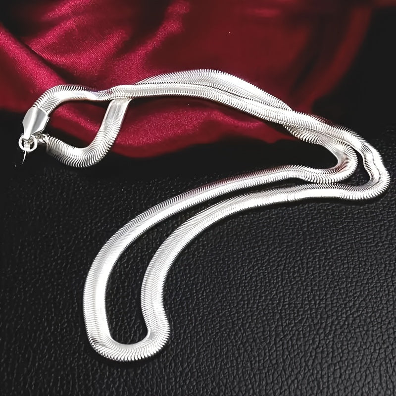925 Sterling Silver Flat Snake Chain Necklace Unisex Gift