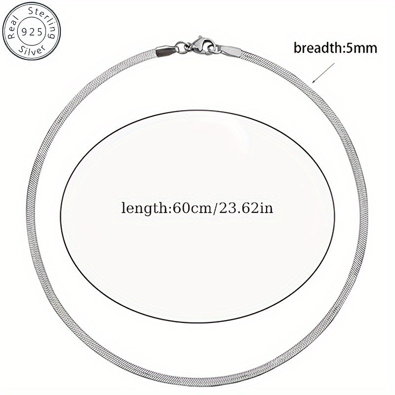 925 Silver Flat Snake Chain Unisex Gift Character Pattern