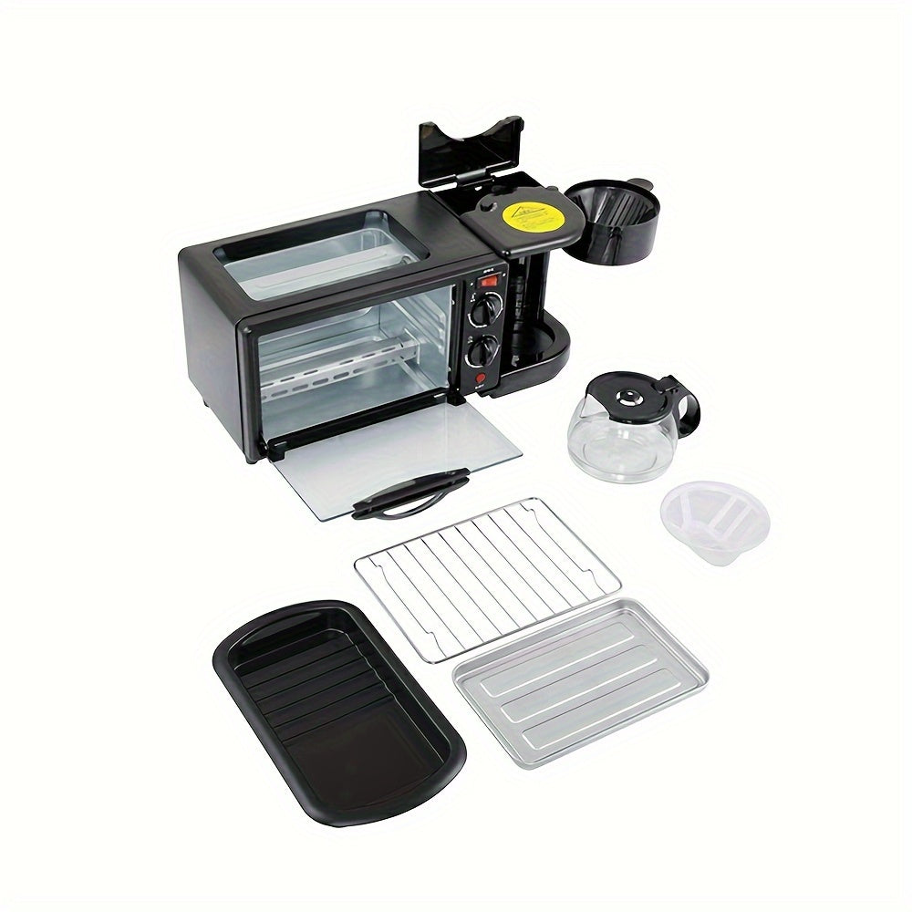 3 In 1 Portable Oven With Coffee Maker And Non-stick Grill