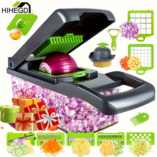 16 In 1 Food Chopper 8 Blades Cutter With Container Efficiently Chops