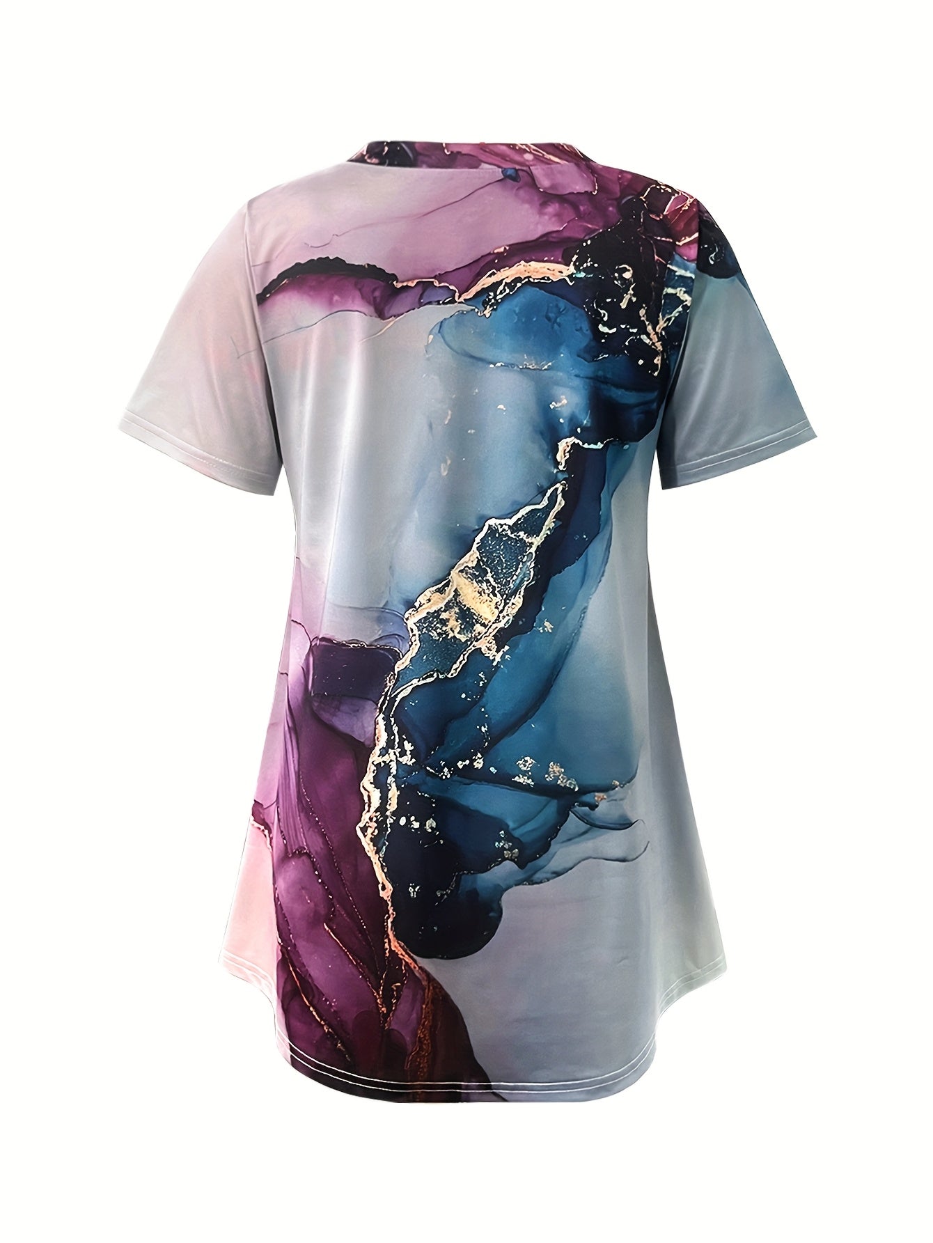 Women's Casual Short Sleeve T-Shirt with Artistic Floral Print Relaxed Fit Machine Washable Versatile Spring Summer Fall Top Durable Print Shirt