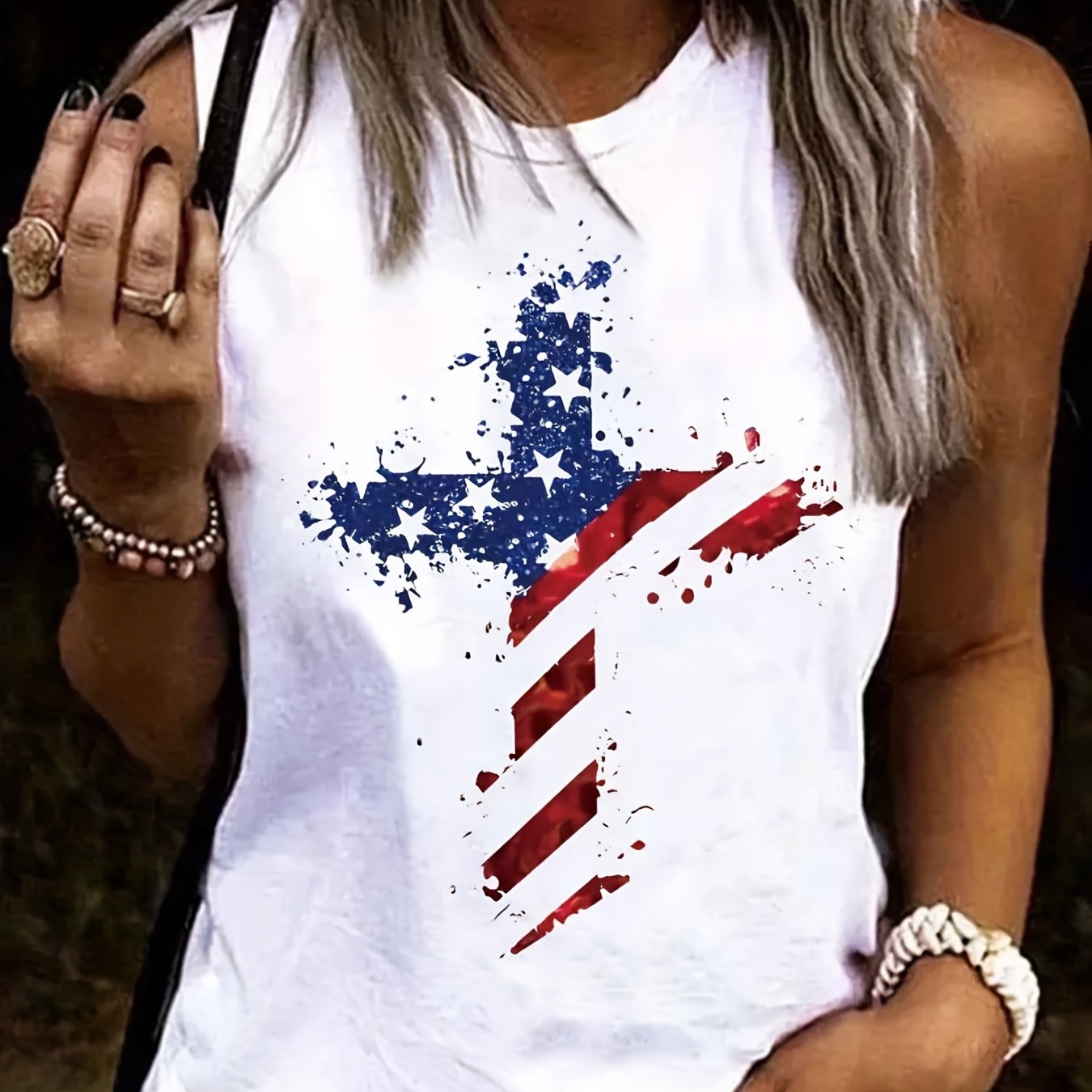 Women's Sleeveless Tank Top | Patriotic Cross Design Print