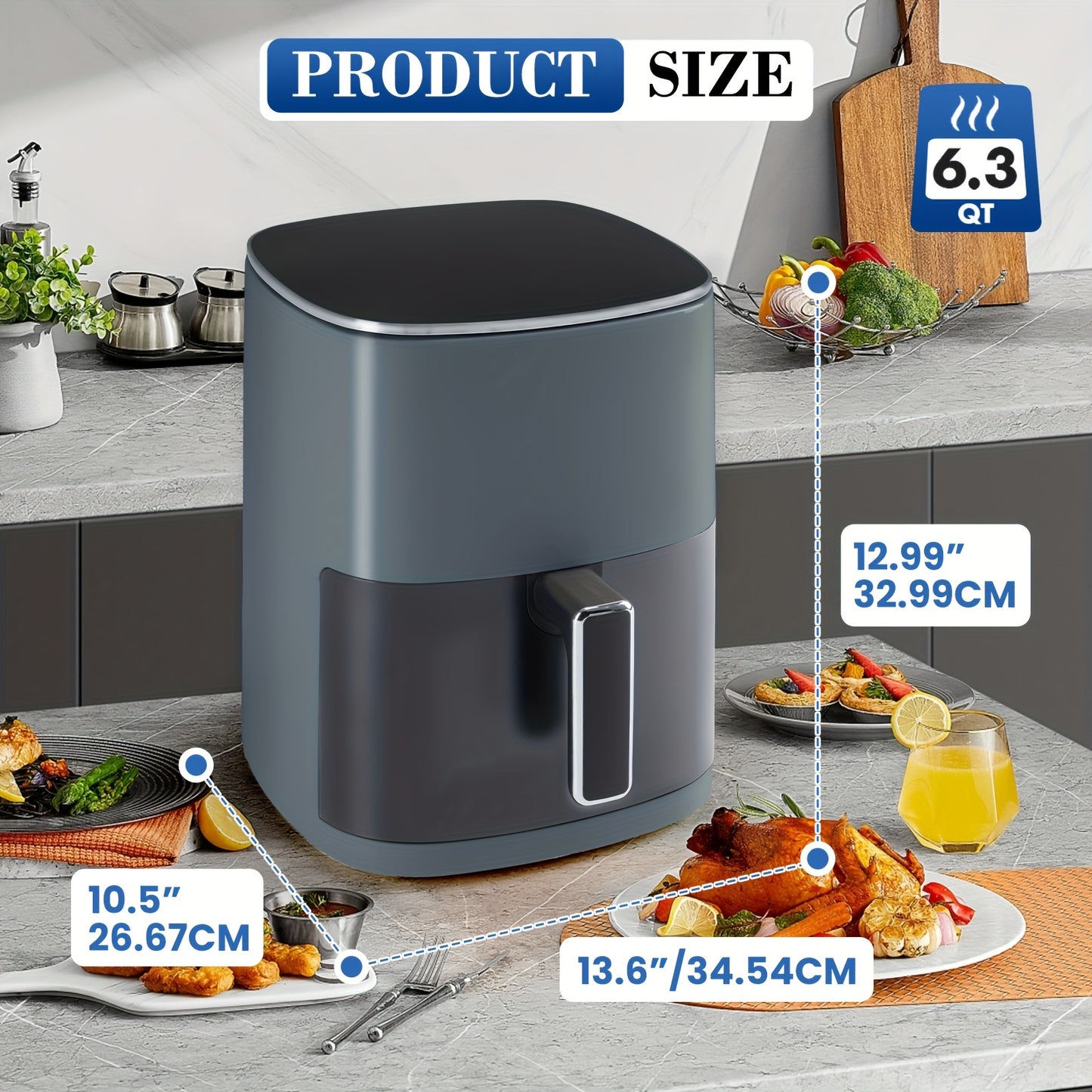 Air Fryer Oven 6 Qt, 12-in-1 Digital Display Compact Cooker With Easy View Windows, Space-saving, Nonstick And Dishwasher Safe Basket With Temperature And Time Control