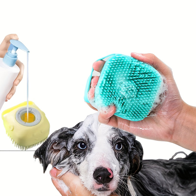 Soft Silicone Pet Bath Brush with Built-in Shampoo Dispenser