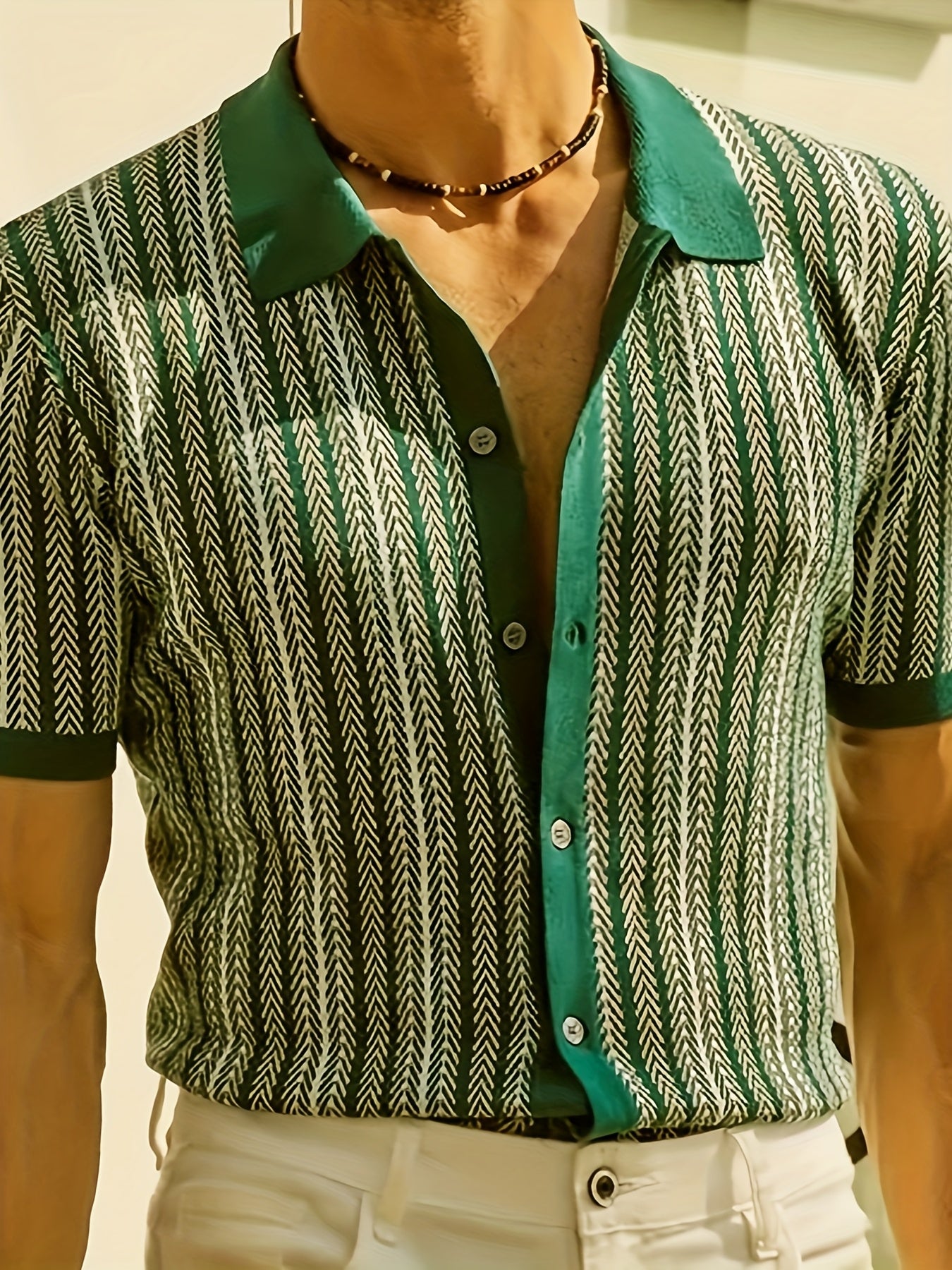 European And American Thick Men's Casual Short Sleeved Cardigan