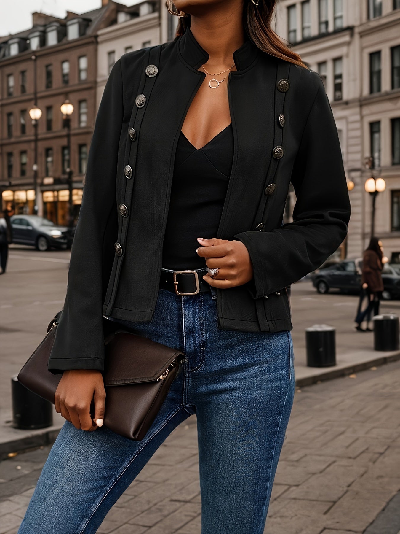 Stylish Long Sleeve Vintage Double Breasted Jacket For Women