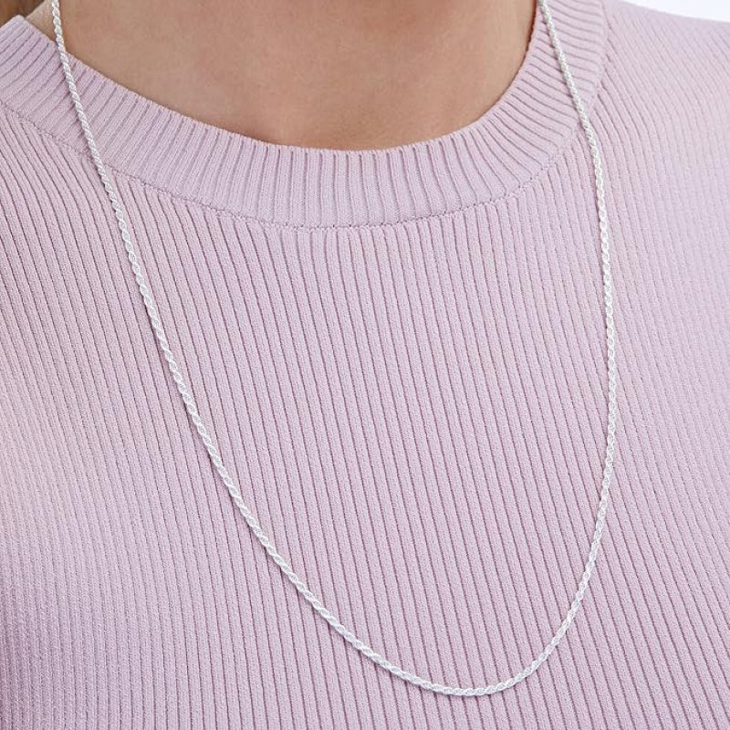 Dynamic Deals Direct Rope Chain Necklace Sterling Silver
