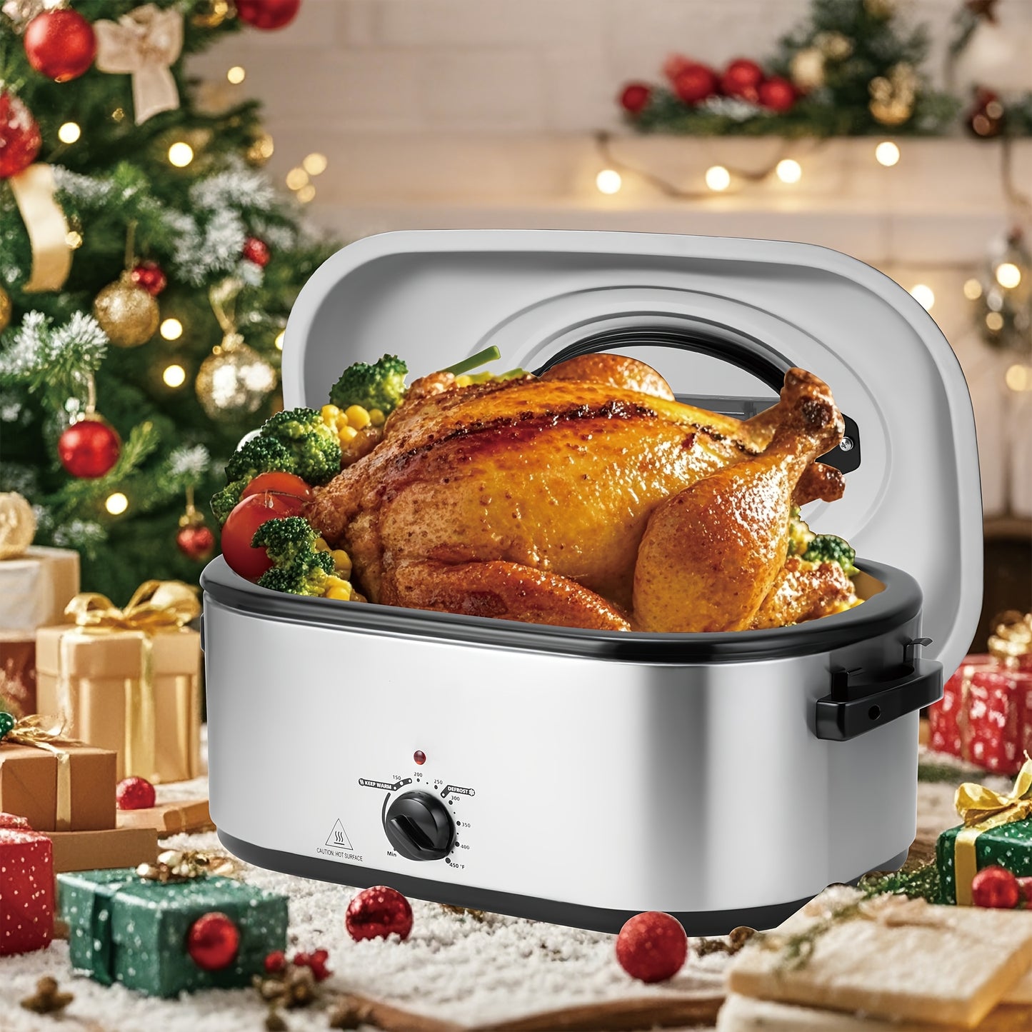 28 Quart Electric Roaster Pan With Self-Basting Lid 28LB