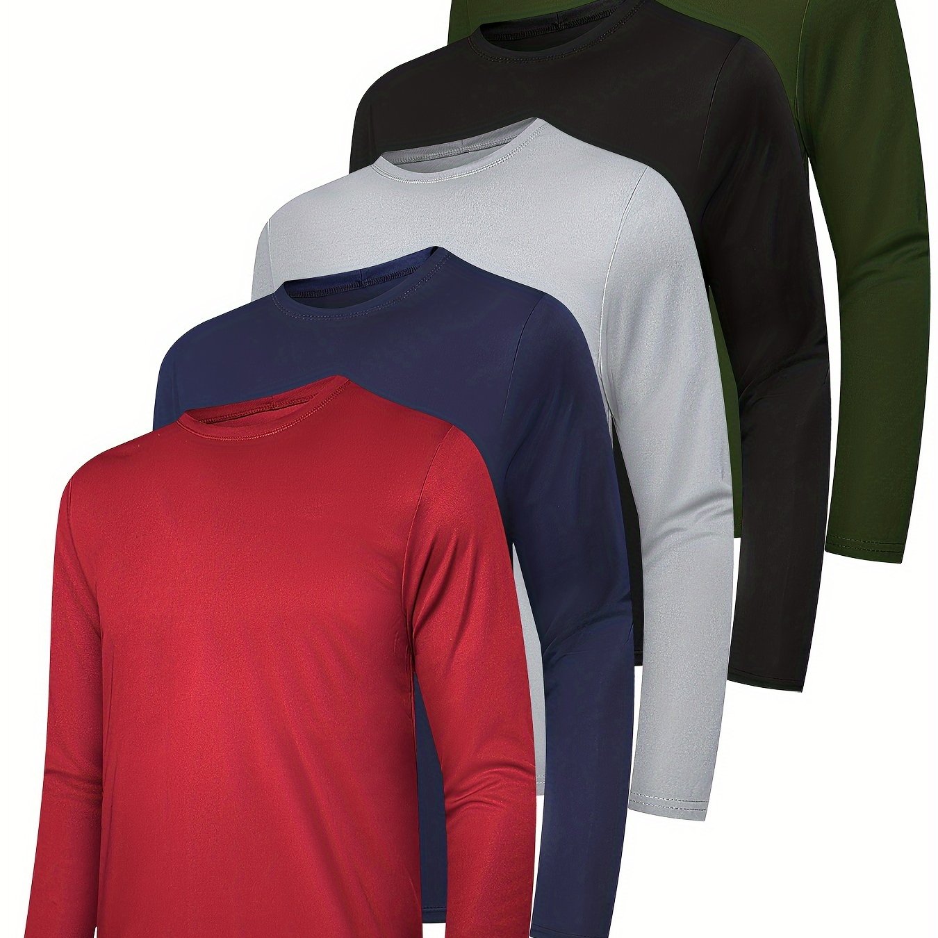 5pcs Long Sleeve Shirts For Men Moisture Wicking Casual