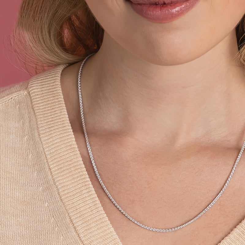 Waitsoul 925 Sterling Silvery Rope Chain Lobster Clasp 2mm 3mm Silvery Chain Men's Women's Silvery Necklace Chain 16-30 Inch Lantern Chain