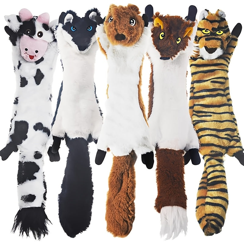 5 Pack Squeaky Dog Toys Plush Chew Toys No Stuffing Crinkle Doggie Toys For Large And Medium Dogs Multi Colored
