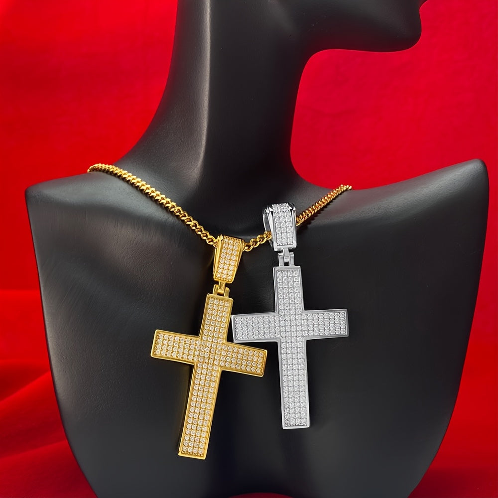 925 Silvery Moissanite Necklace Cross Design Gift Box