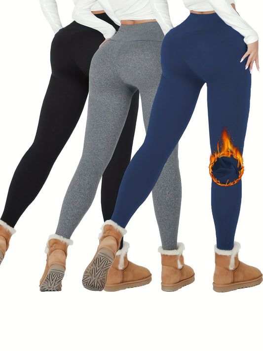 3 Pack Super Soft Plush Lined Thermal Leggings for Women, Workout Yoga Running Warm Pants