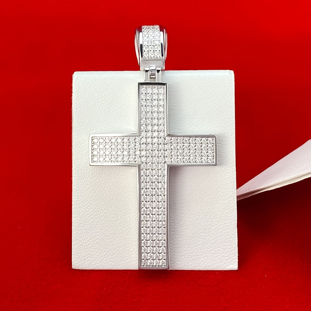925 Silvery Moissanite Necklace Cross Design Gift Box