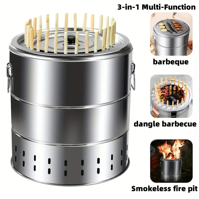 Portable Carbon Steel Wood Stove With Seven Chimney Pipes