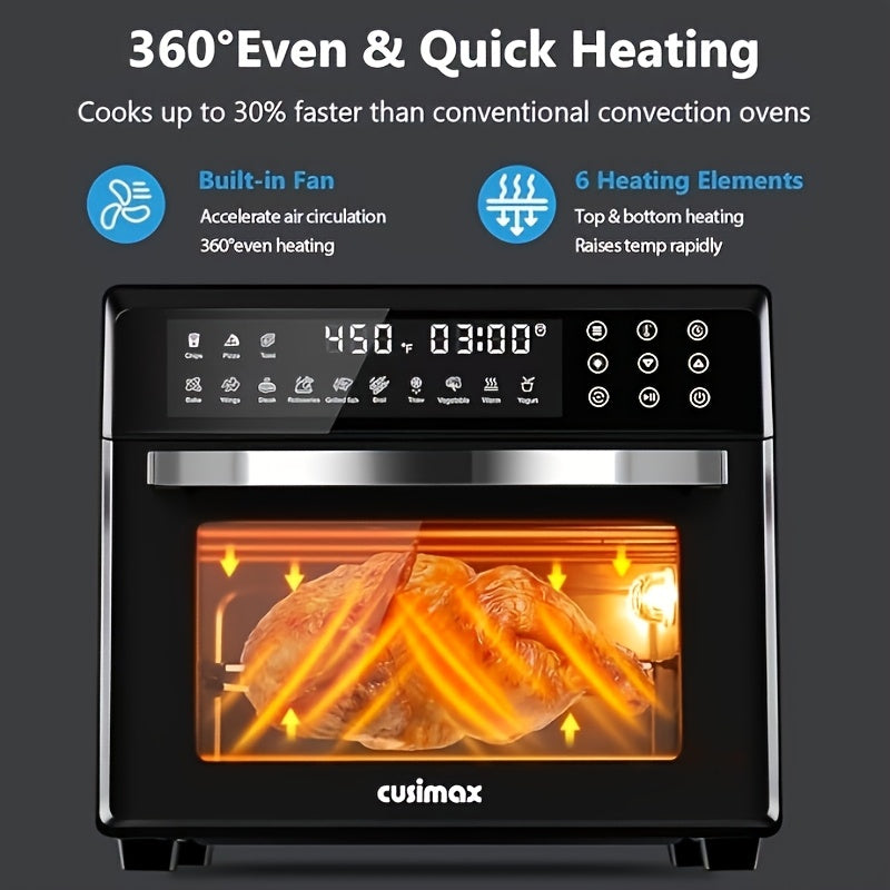 24QT Air Fryer Oven by Cusimax, 10-in-1 Function Selection with One Click, Equipped with Rotisserie Setting, Free Control of Time and Temperature