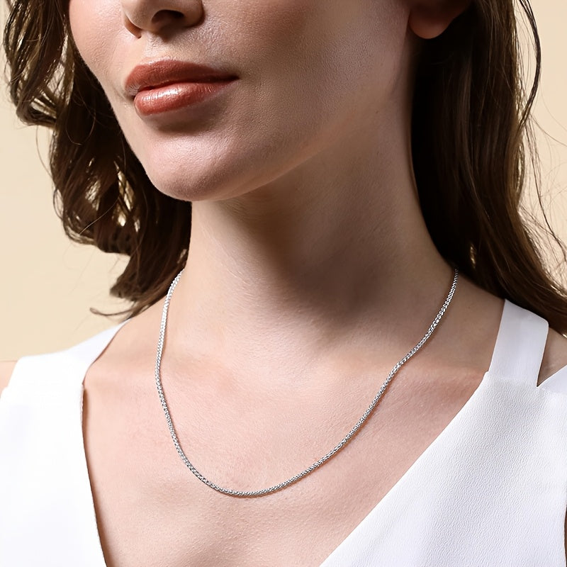 Waitsoul 925 Sterling Silvery Rope Chain Lobster Clasp 2mm 3mm Silvery Chain Men's Women's Silvery Necklace Chain 16-30 Inch Lantern Chain