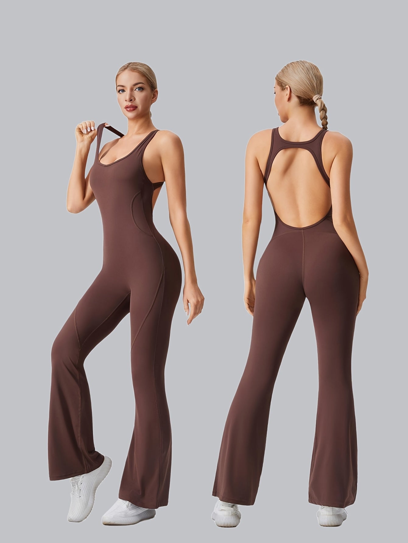 AFZ Women Removable Padded Bra Workout Jumpsuit Sportswear