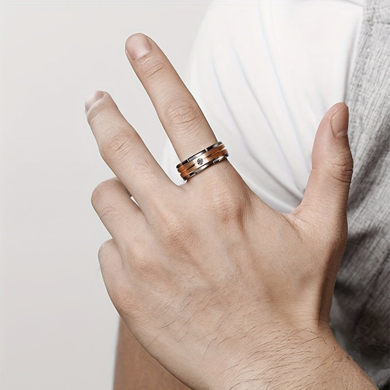 TENGSURE 4pcs Titanium Stainless Steel Ring Set Unisex Commemorative