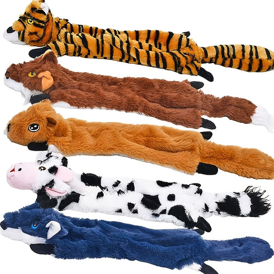 5 Pack Squeaky Dog Toys Plush Chew Toys No Stuffing Crinkle Doggie Toys For Large And Medium Dogs Multi Colored