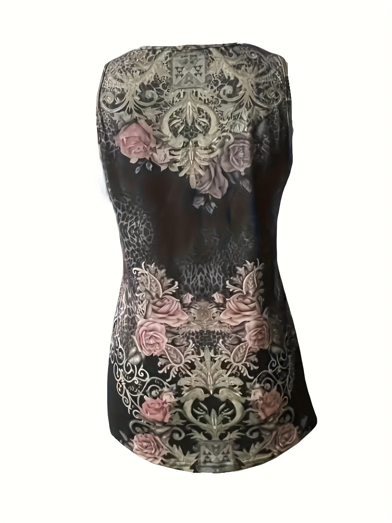 Floral Print Vest Floral Black Sleeveless Summer Top