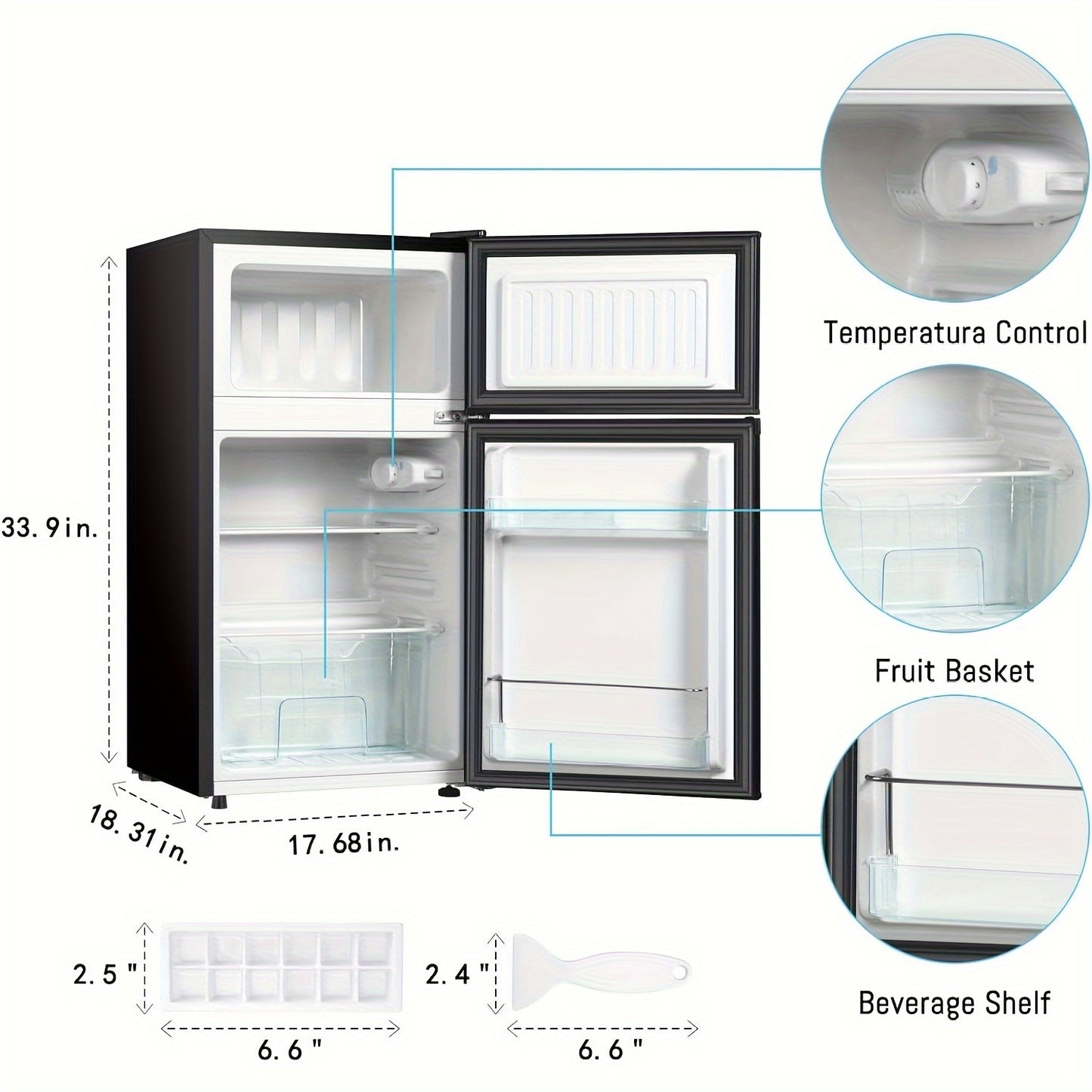 Half Scale Compact Double-Layer Refrigerator Freezer Two Mode