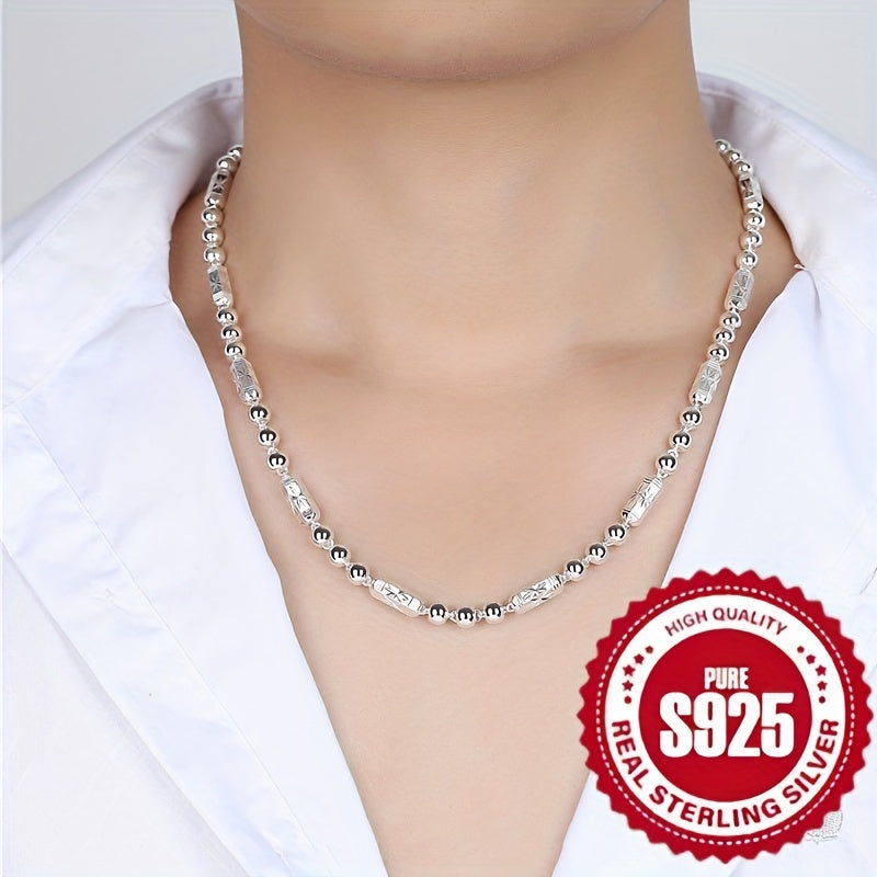 925 Sterling Silver Diamond Hexagonal Tube Necklace - Luxurious Unisex Italian-style Design - Perfect for Anniversaries, Birthdays, Holidays, Christmas Special Occasions with Gift Box